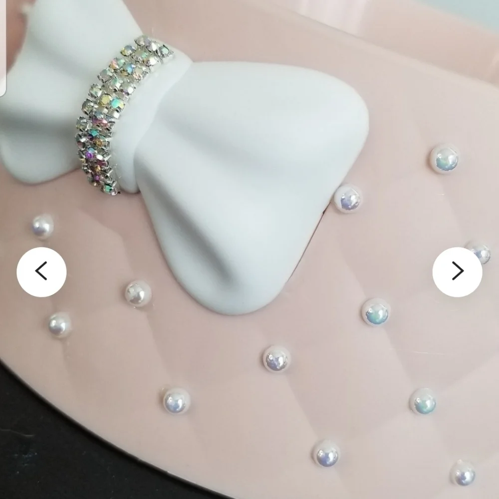 Pink bling pearl pet bowls